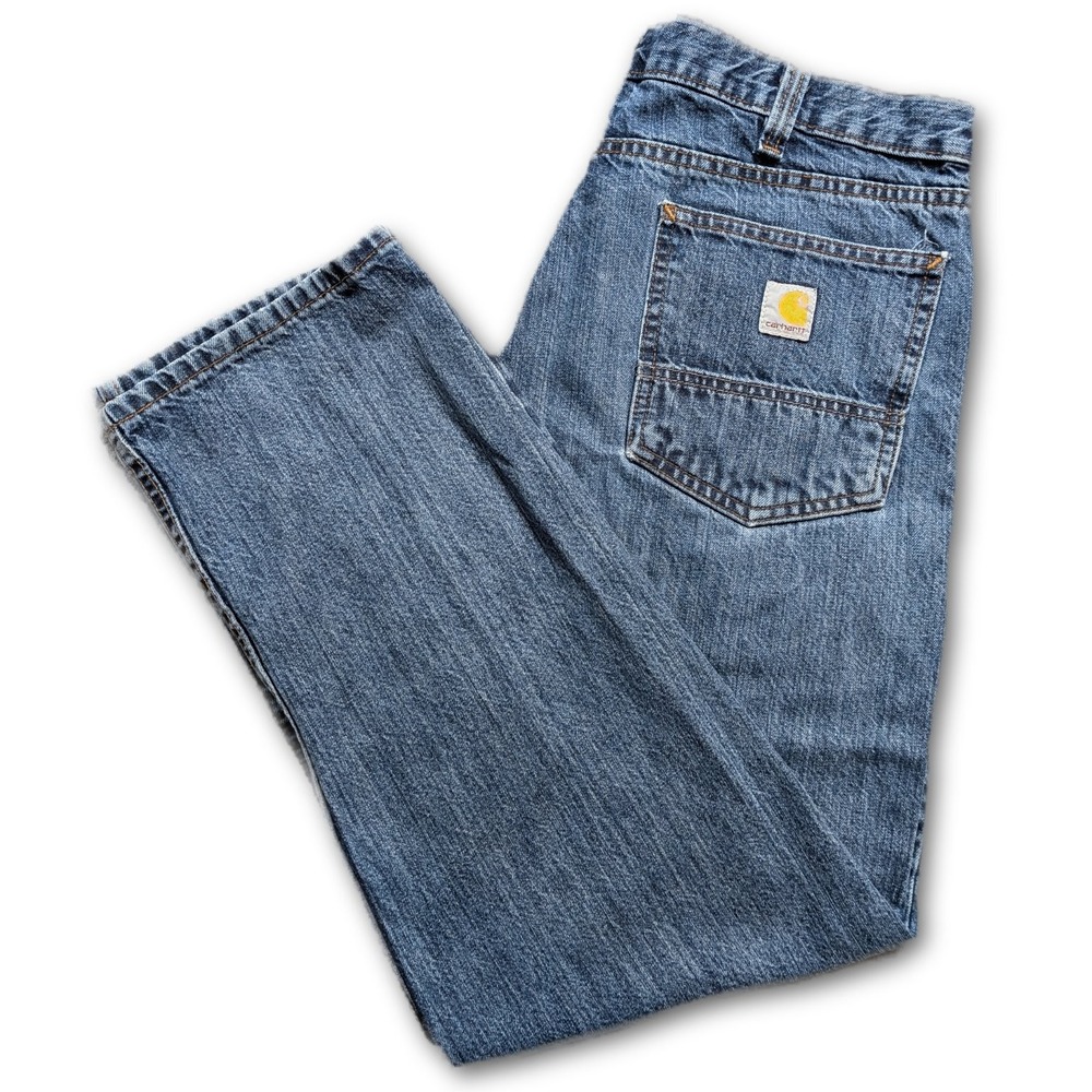 Carhartt Mens 36x30 Jeans B05119-M Blue BD5119 100% Cotton Relaxed Fit Workwear
